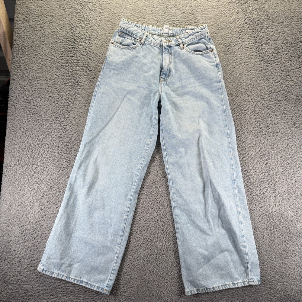 Forever 21 Jeans Women's‎ 27 Blue Cotton Denim Straight Baggy Mid Rise Workwear